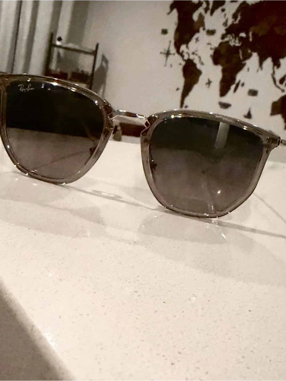 Ray-Ban Men's Translucent Taupe Frame with Gray Gradient Lenses Sunglasses